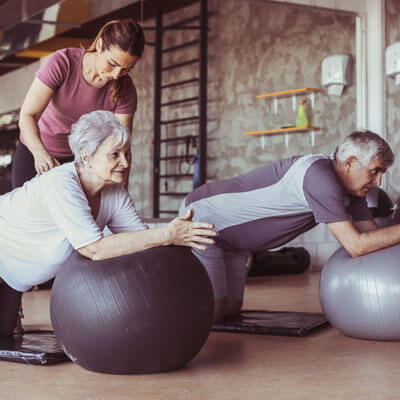 Elderly Couple Excercising