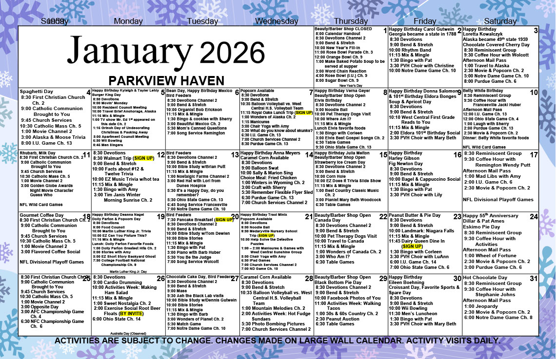 Jan 2026 Calendar